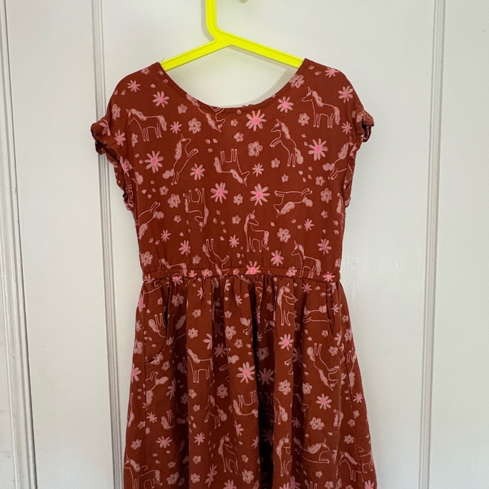 Cat & Jack Brown Dress with Pink Floral Pattern